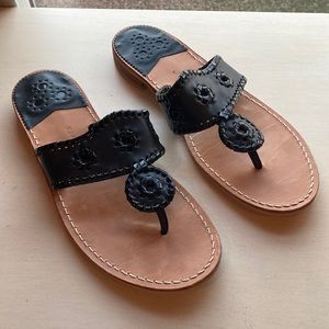 Jack Rogers black patent leather flat sandals